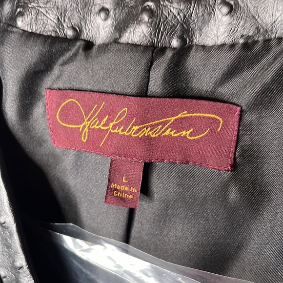 Hal rubenstein ostrich embossed black leather jacket, blazer, size large w/tags - Picture 5 of 9